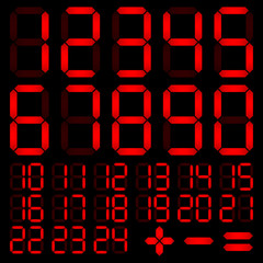 Digital Numbers Red