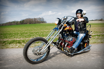 Fototapeta na wymiar biker on his chopper