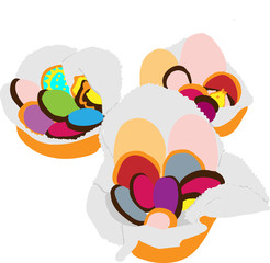 Cestini con uova decorate