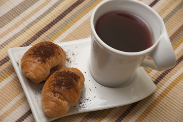 Tea and mini croissants