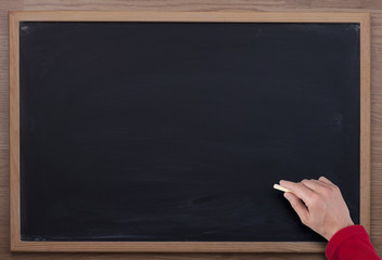 hand and blackboard