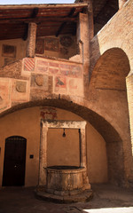 Medieval Dante  Hall Courtyard Well San Gimignano Tuscany Italy