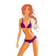 Young girl in bikini isolated