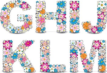 Vector flowers alphabet