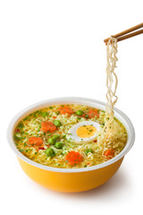 Instant noodles with chopsticks