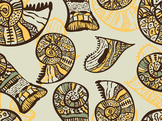 seamless background with sea shells