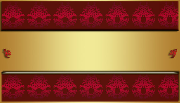 Hintergrund damast mustertapete ornament rot gold verlauf