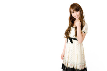 ガッツポーズする女性