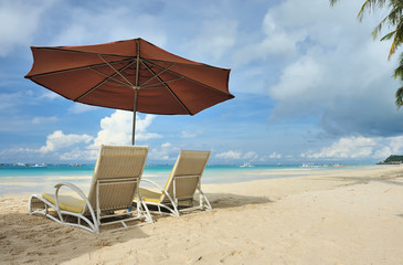 Chaise lounge at beach