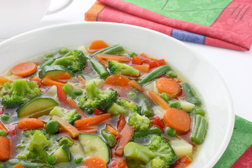 Diet soup with fresh vegetables