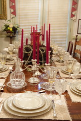 Formal Dining Room Table with Red Candles