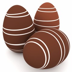 3d chocolate eggs with white stripes