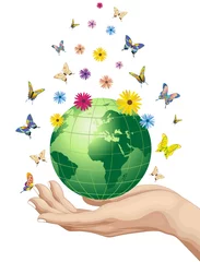 Garden poster Draw Mano Mondo Ecologico-Hand and Ecological World-Vector