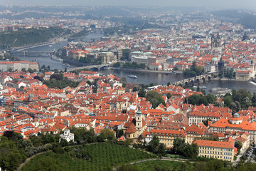 Prag, Stadt Ansicht vom Aussichtsturm Petrin