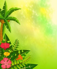 Beautiful background with tropical branches