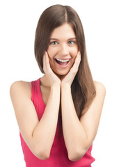 Fototapeta premium Portrait of surprised beautiful girl