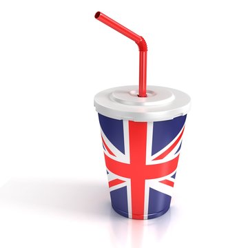 fast food paper cup with the Great Britain flag print