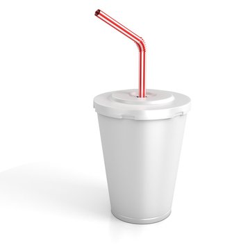 fast food paper cup with red tube