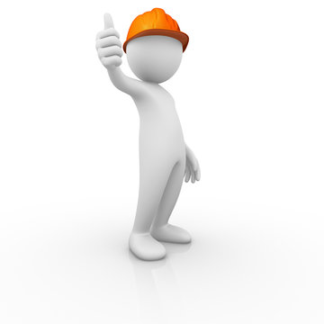 Construction worker thumb up signal