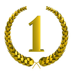 first prize golden 3d laurel isolated on white background