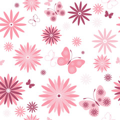 White seamless floral pattern