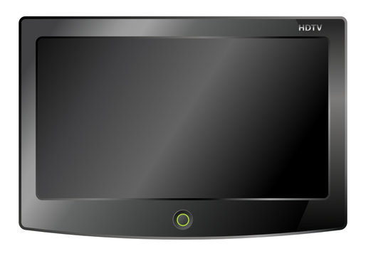 black lcd tv screen hanging on