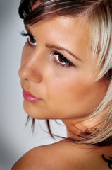 Close up the face of pretty young woman