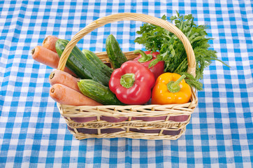 basket with vegetables on the table