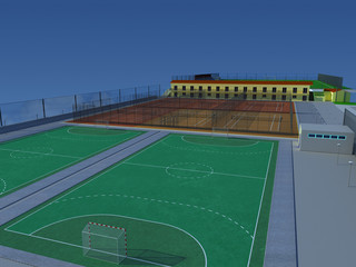 centro sportivo rendering 3d calcio tennis