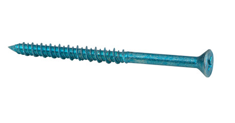 closeup of a construction screw on a white background