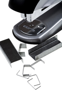 staples of office stapler close-up