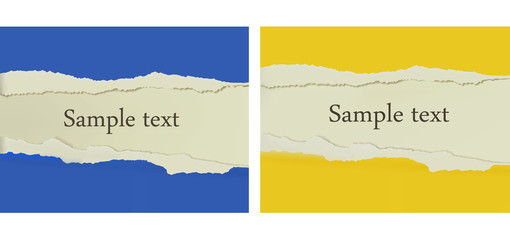Two ripped colored paper backgrounds. Vector illustration