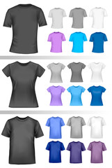 Black and white male and female polo shirts. Vector