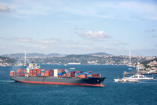 Container Ship in Bosporus Sea