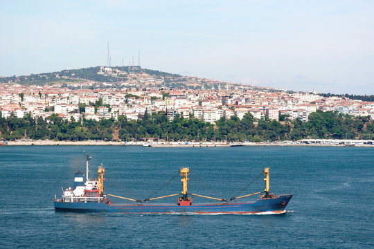 Bul carrier ship in Bosporus, Istanbul