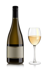 White wine bottle and glass