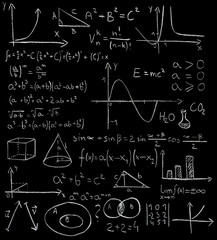 Fototapeta na wymiar Maths formulas on a blackboard