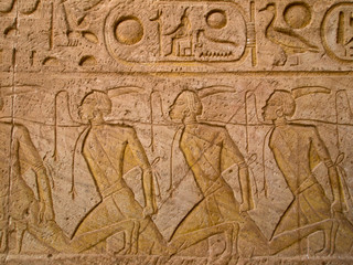hieroglyphics of slaves in Abu Simbel - obrazy, fototapety, plakaty