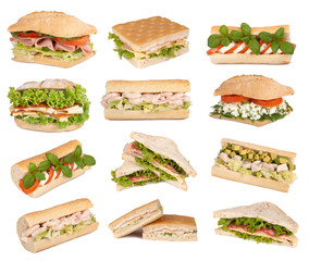 Sandwiches isolated on white