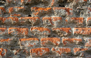 Old destroyed brick wall. Texture