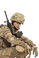 Modern soldier with rifle