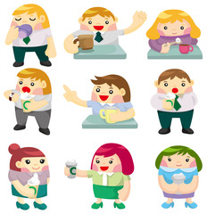cartoon office worker tea time icon