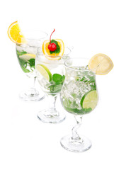 three Citrus Mojito cocktails row alcohol