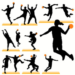Handball silhouettes set