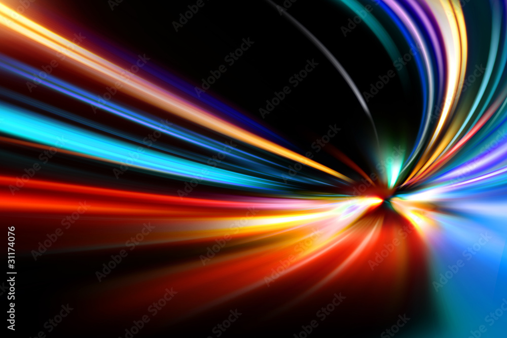 Wall mural abstract night acceleration speed motion on road