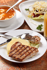 grilled steak with potatoes