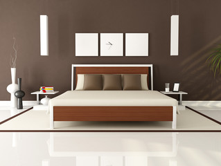 Naklejka na ściany i meble Brown modern bedroom