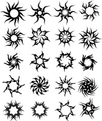 Tribal Tattoo Set Sun
