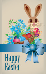 Easter card with rabbit and basket