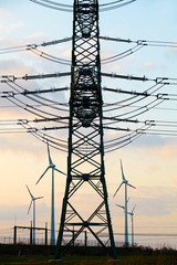 electric power poles and wind engines
